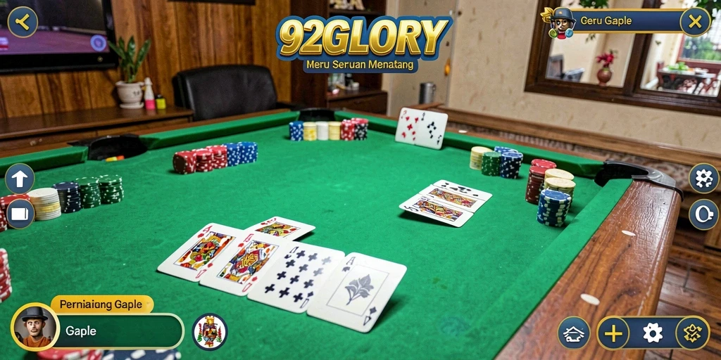 Gameplay seru Gaple di 92GLORY yang interaktif.