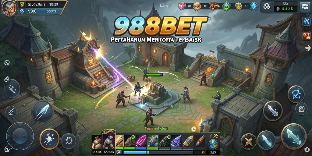Screenshot menampilkan gameplay seru dari pertahanan menara 988BET.