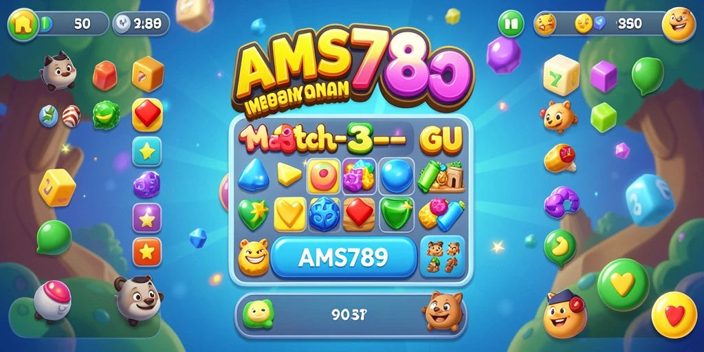 Tampilan gameplay seru dari AMS789 dengan tantangan Match-3.