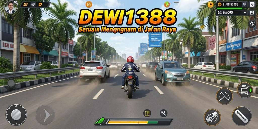 Tangkapan layar dari gameplay seru DEWI138 dengan mobil balap cepat.