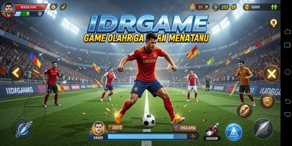 Tampilan utama gameplay IDRGAME penuh aksi olahraga mendebarkan.