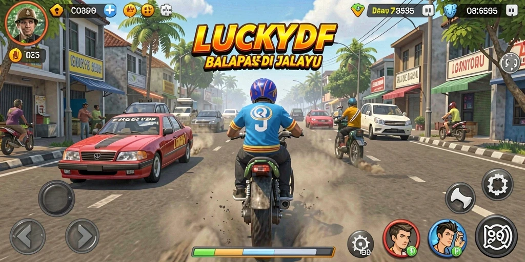 Gameplay Racing di LUCKYDF yang mendebarkan dan penuh aksi.