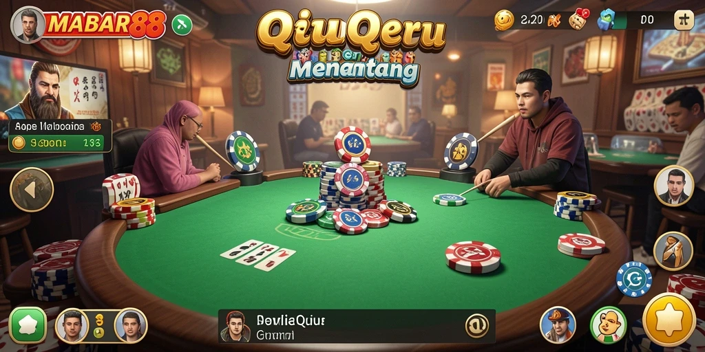 Tampilan gameplay seru MABAR88 dengan kartu QiuQiu.