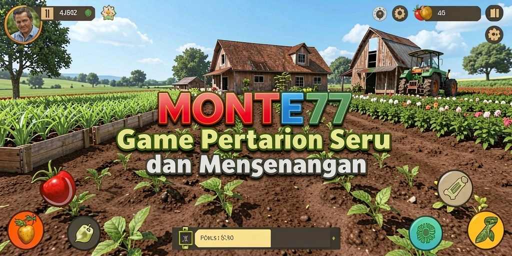Tangkapan layar utama MONTE77 menampilkan aktivitas bertani yang menarik.