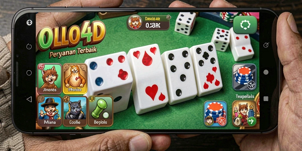 Screenshot gameplay OLLO4D menampilkan serunya permainan Domino.