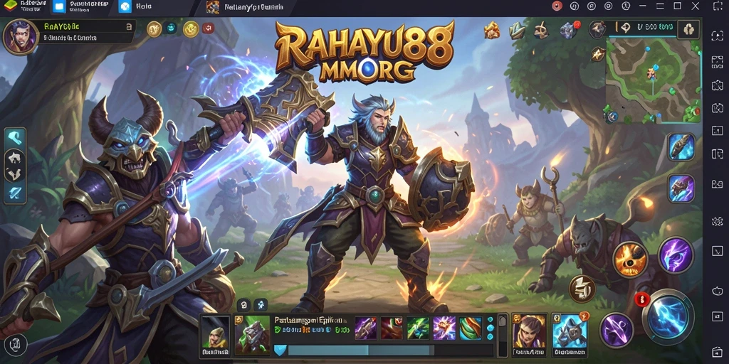 Screenshot utama RAHAYU88 menampilkan pertempuran epik dalam dunia MMORPG.