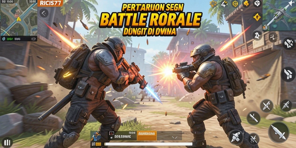 Tangkapan layar RICIS77 menampilkan intensitas gameplay Battle Royale yang menakjubkan.