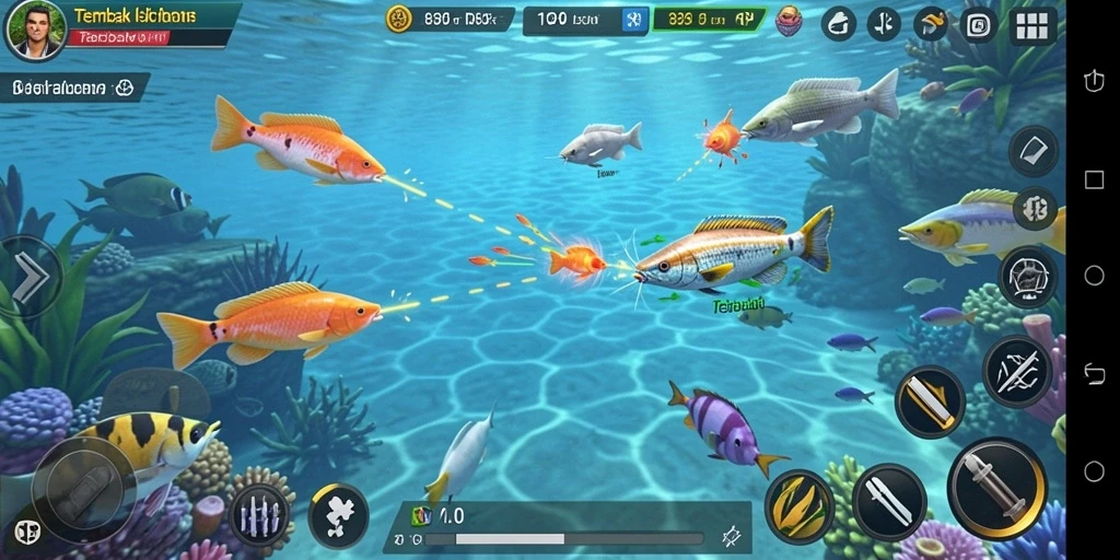 Screenshot menampilkan gameplay seru Tembak Ikan di RP8.