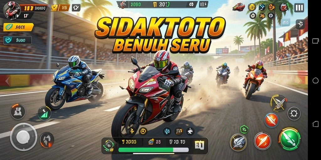 Tampilan gameplay seru dari SIDAKTOTO saat balapan motor.