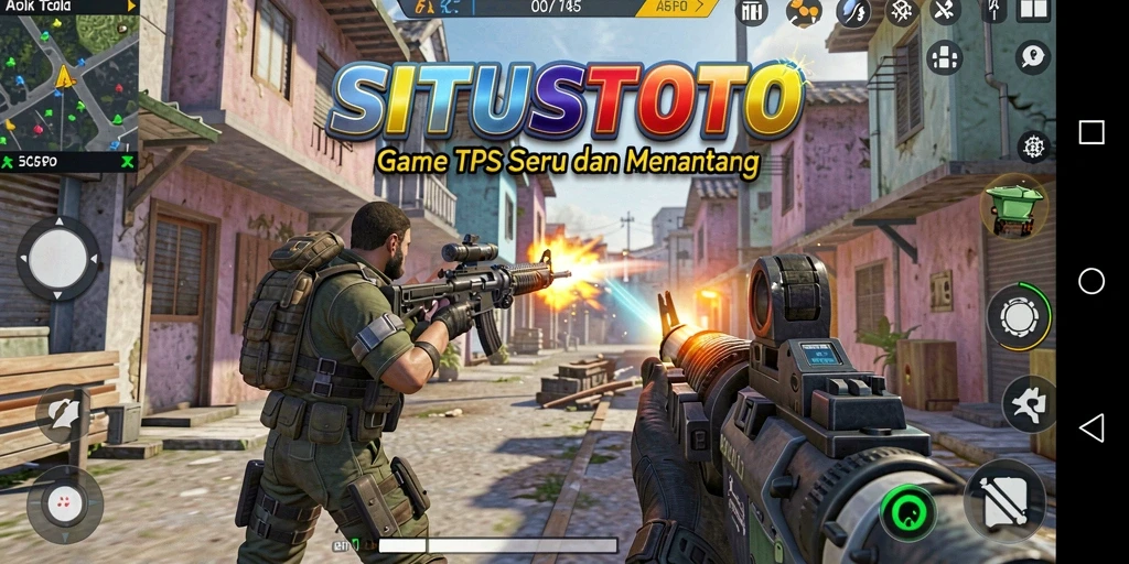 Screenshot utama SITUSTOTO menampilkan aksi gameplay TPS yang seru.