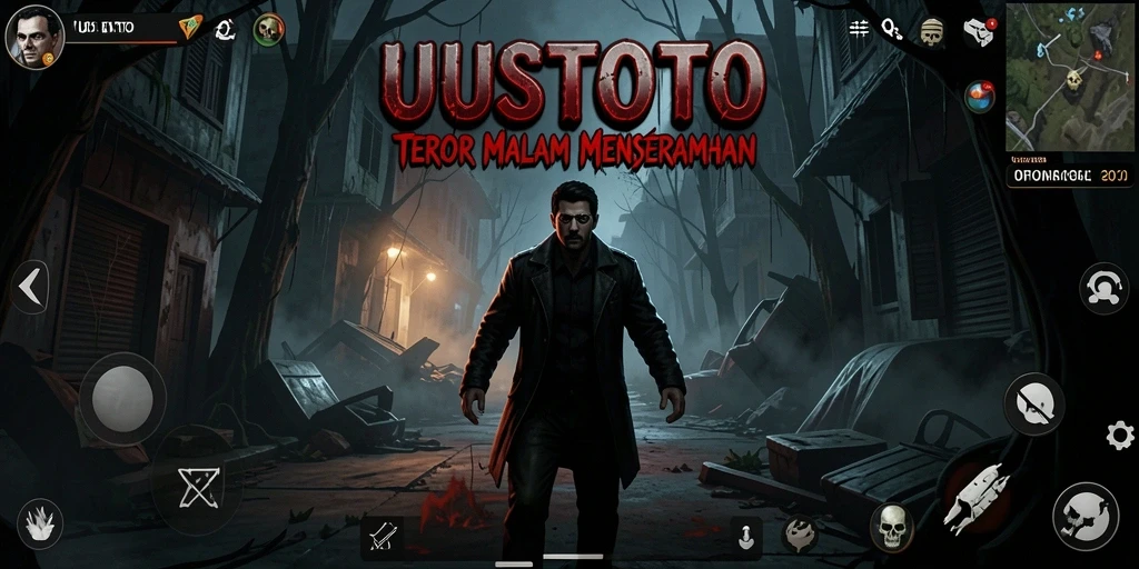 Screenshot UUSTOTO menampilkan suasana menyeramkan dengan makhluk menyeramkan.
